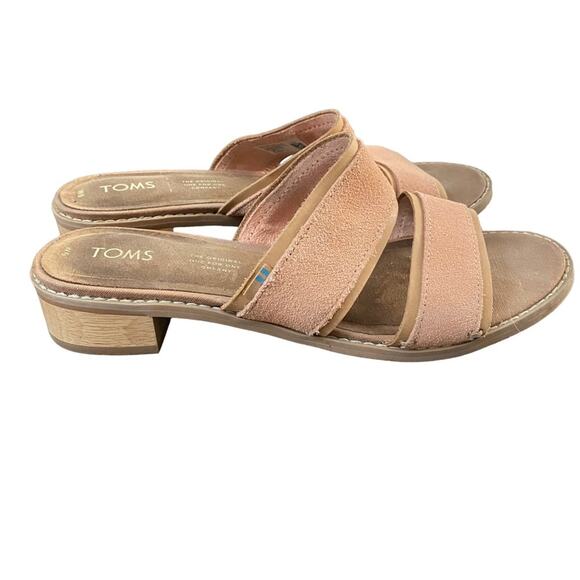 Toms Mariposa Suede Peach Nude Strap Sandals size 6 - Picture 4 of 8